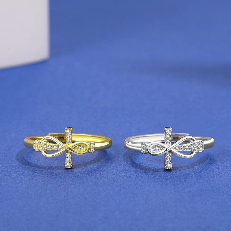 Anillo de Plata Cruz y Lazo (Ajustable)