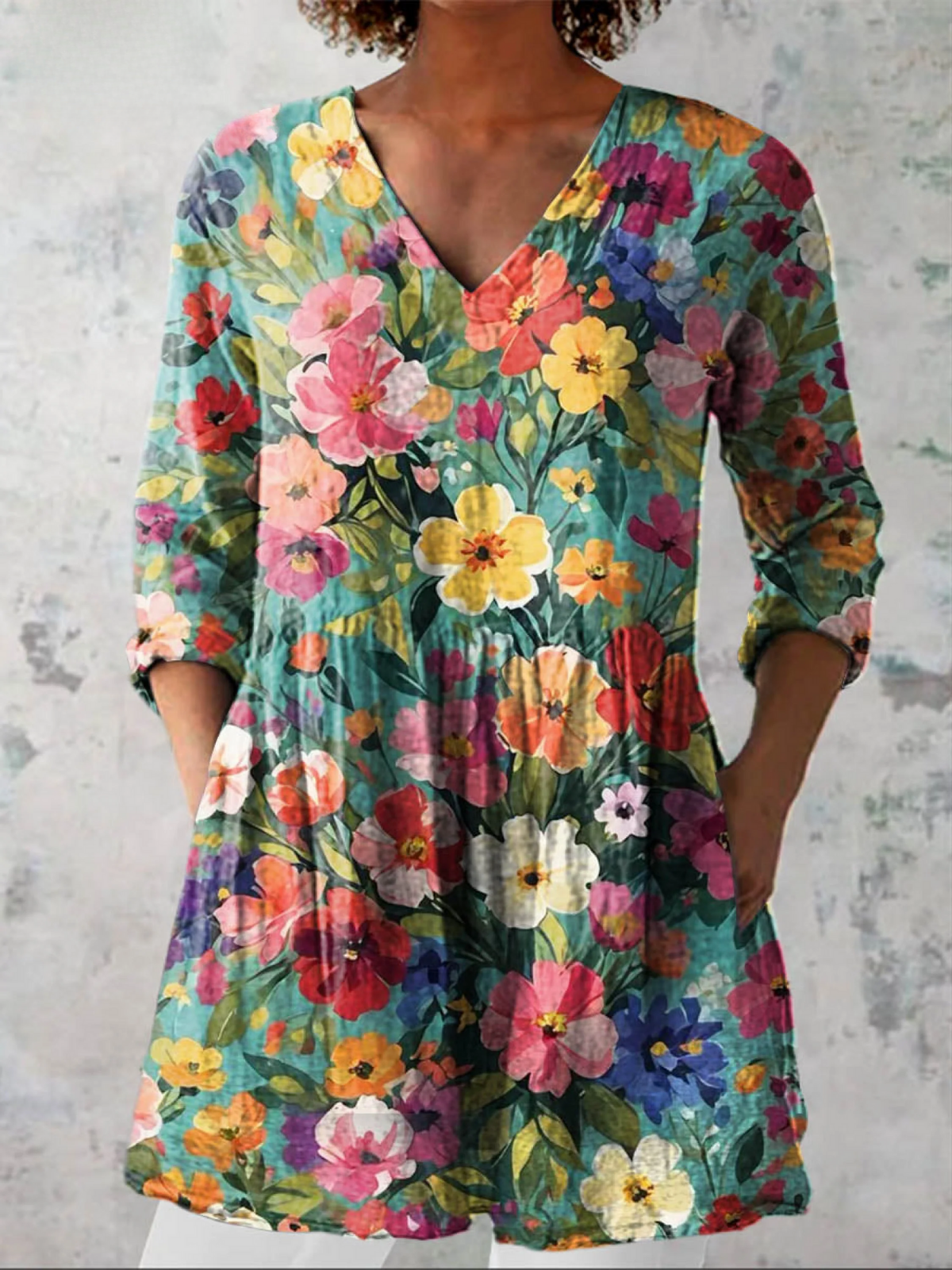 Ines – Blusa larga elegante con escote en V