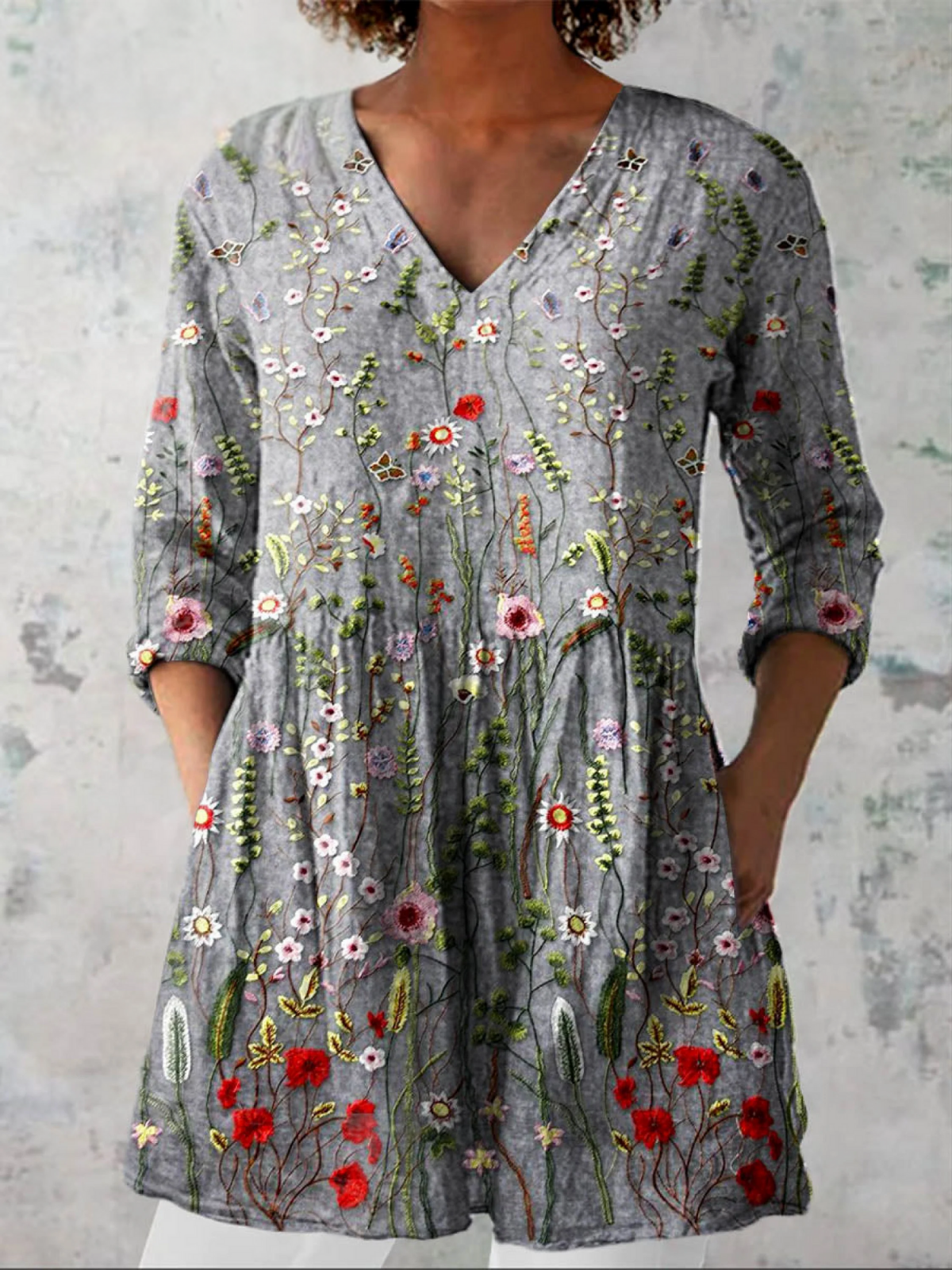 Victoria – Blusa larga de lana con escote en V