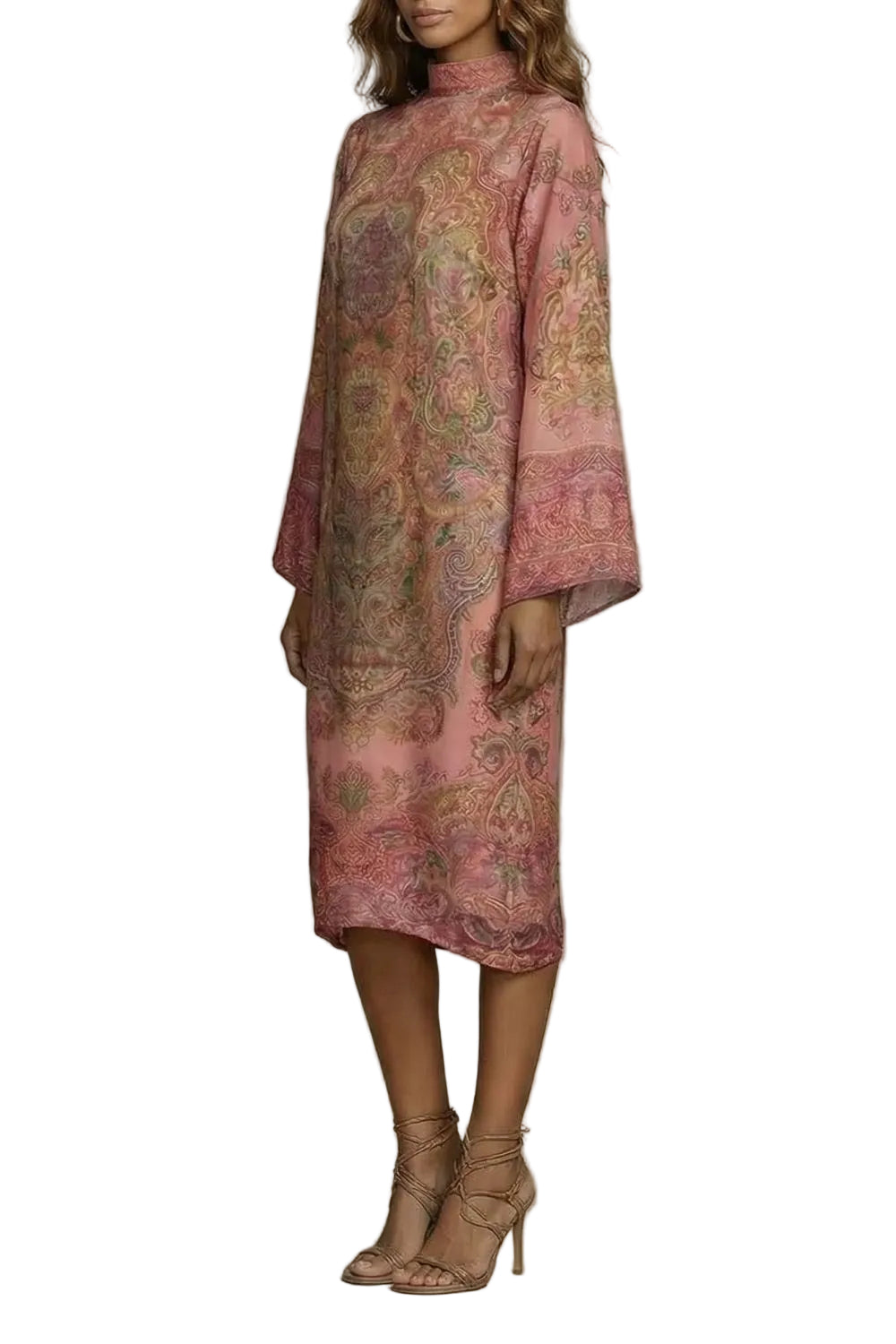 Marélienne – Estampado floral barroco Vestido midi