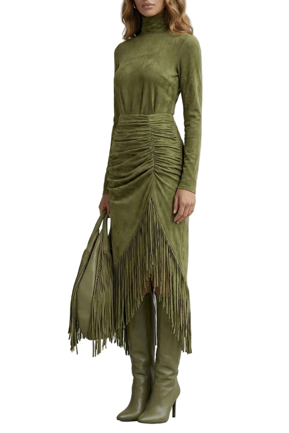 Soléna – Vestido midi con detalle de volantes en el bajo