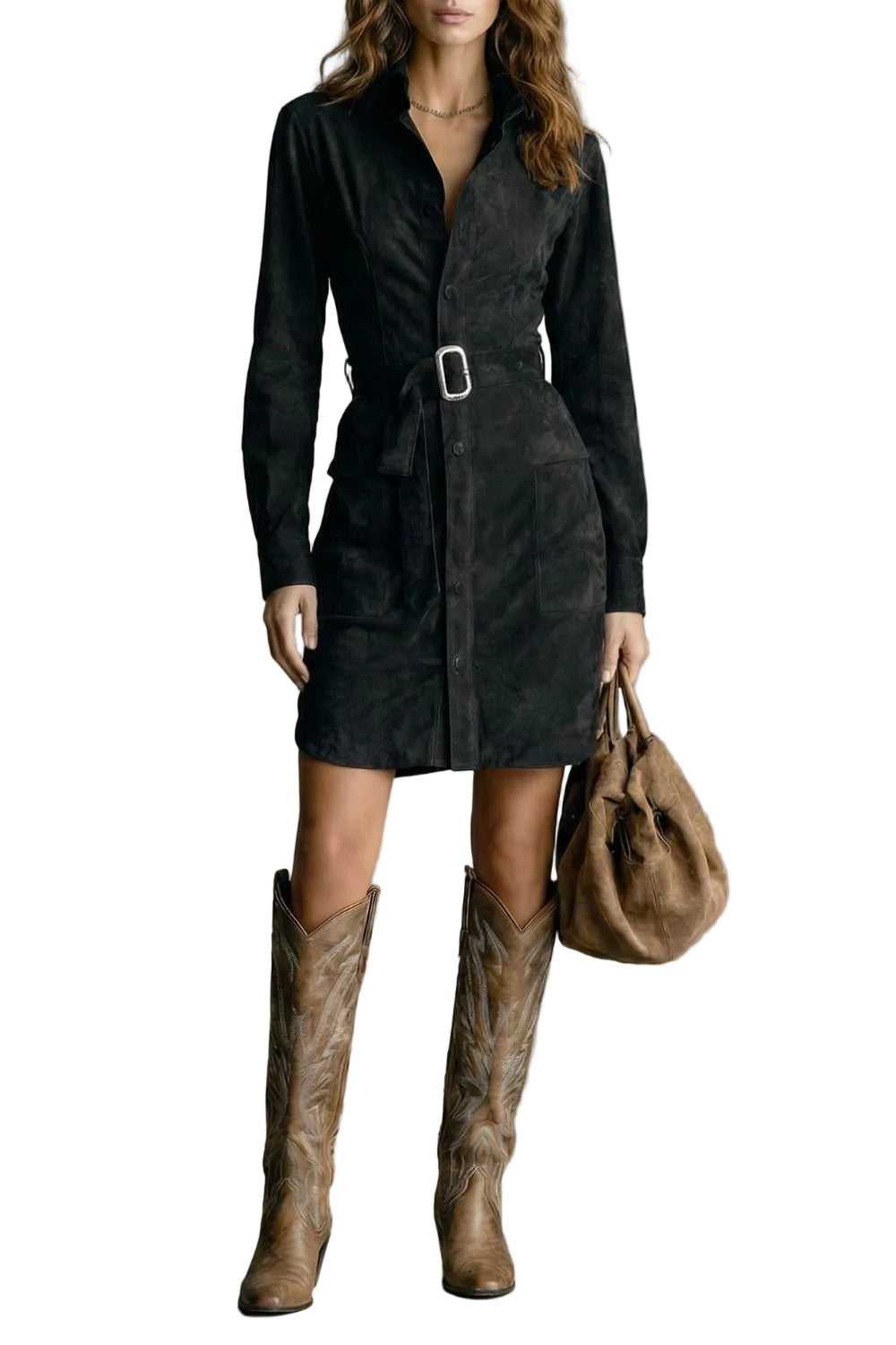 Vellessa – Elegante vestido midi de ante