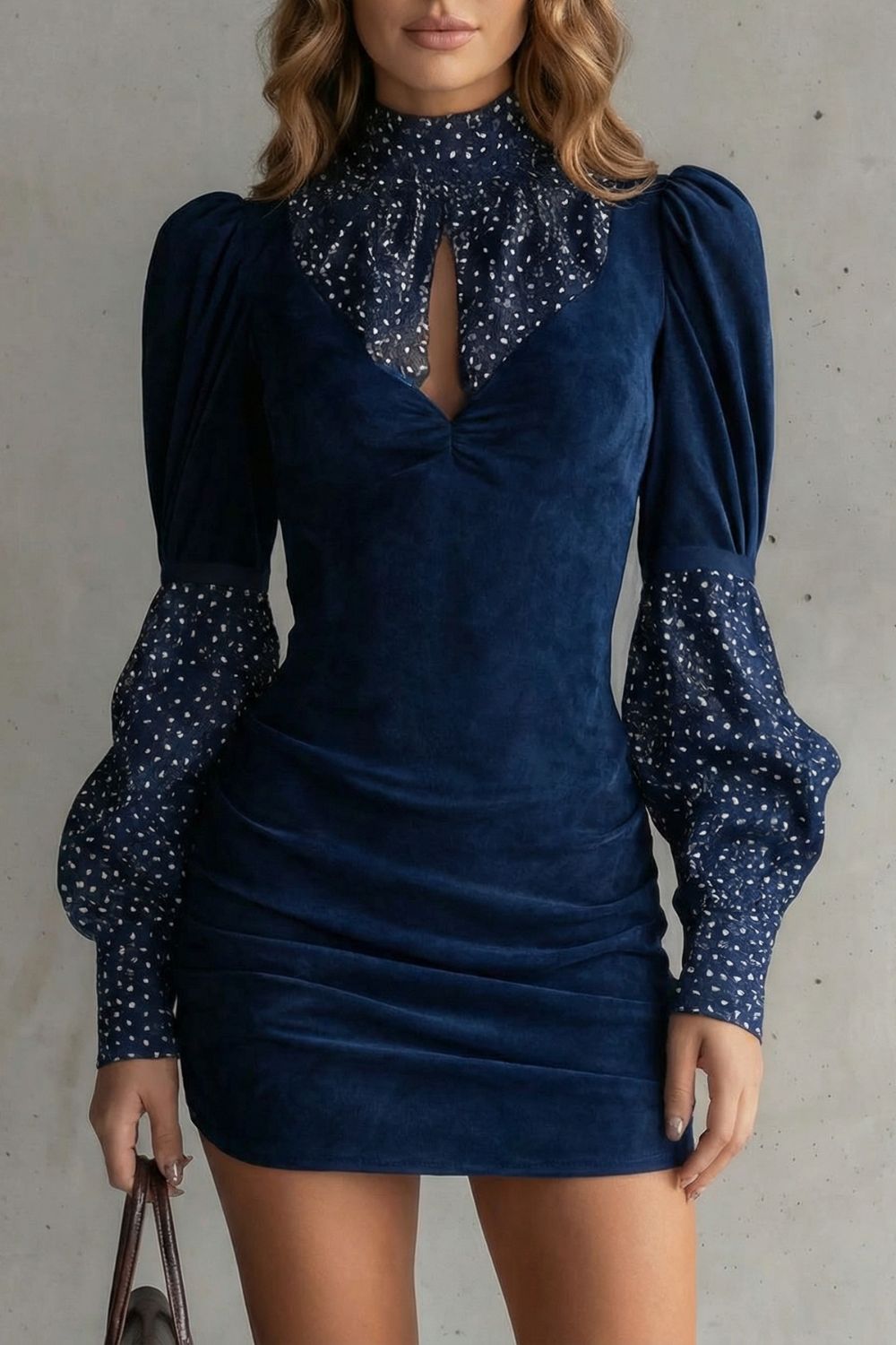 Serelinne – Mini vestido retro con mangas abullonadas