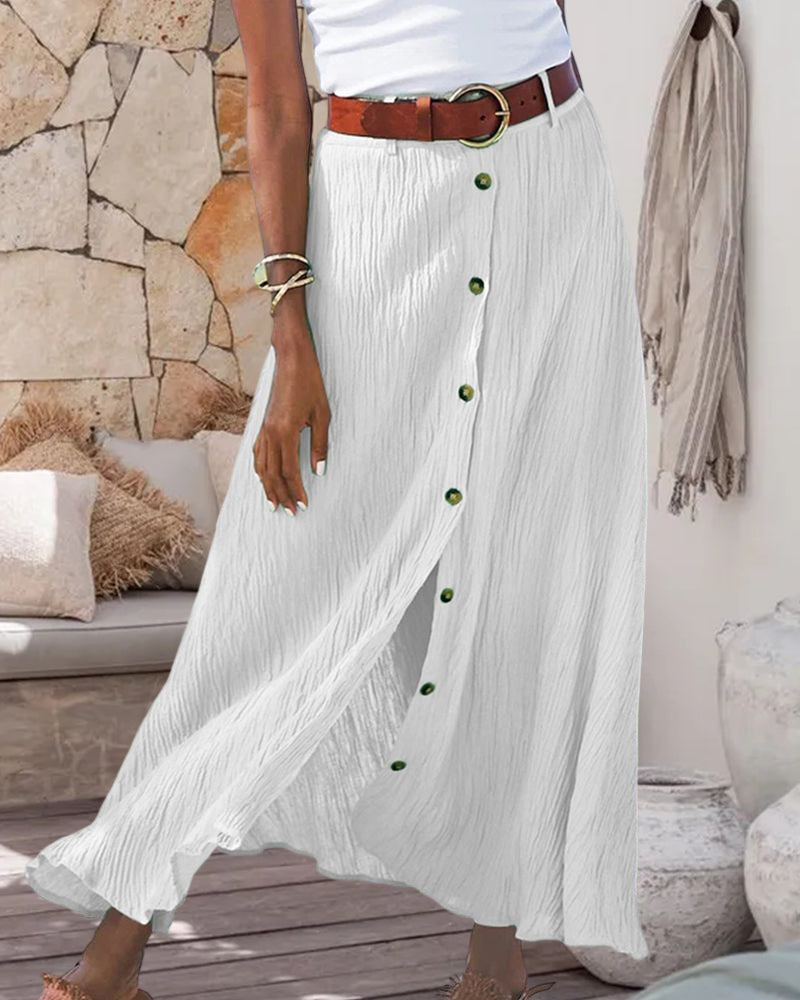 Syndy | Falda fluida con botones decorativos