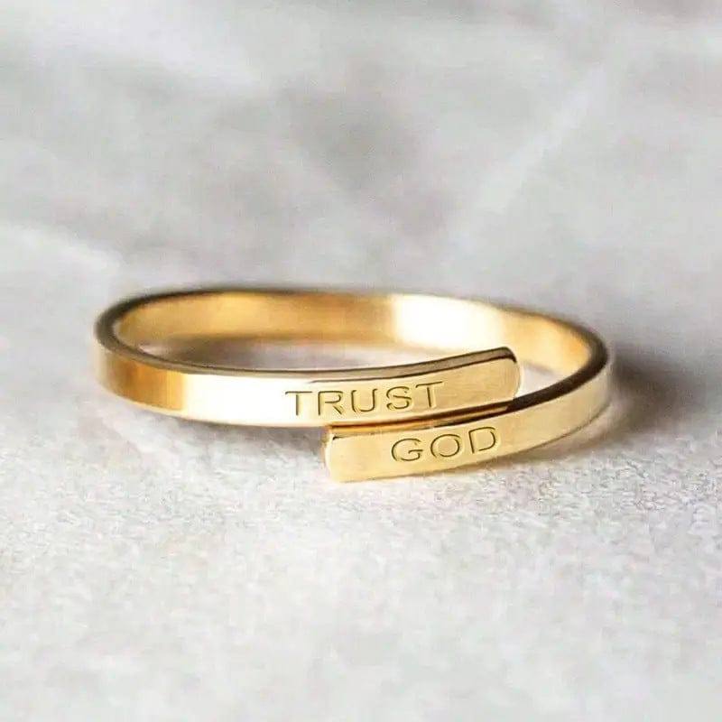 Anillo de Plata Grabado «Confía en Dios» (Ajustable)
