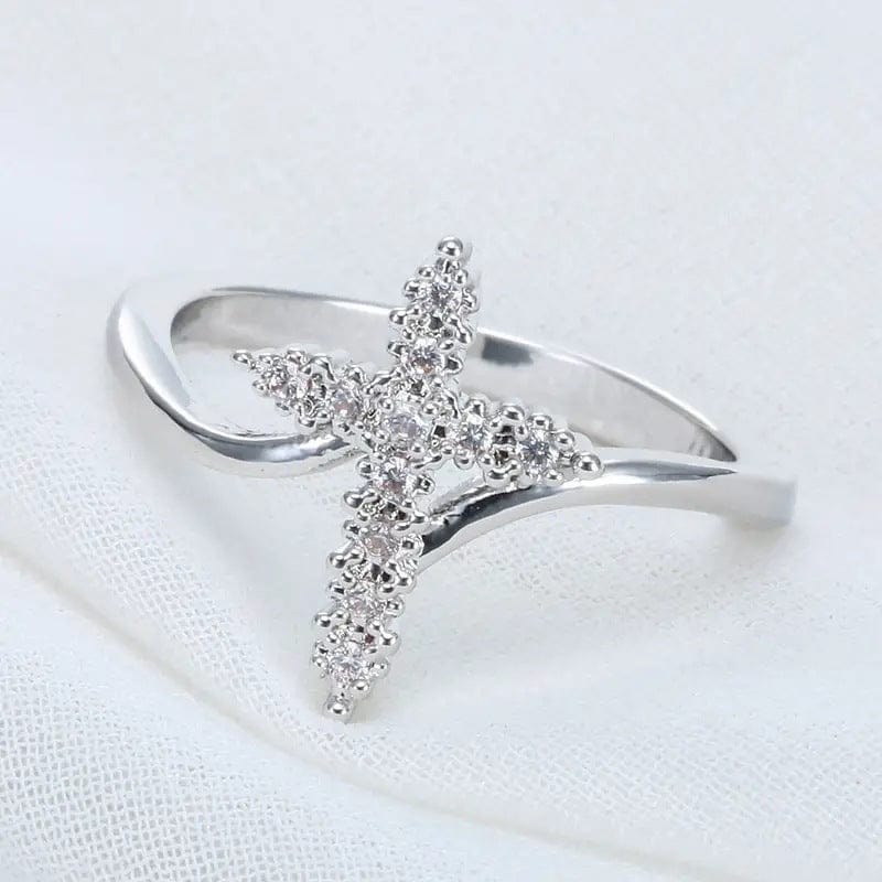 Anillo Cruz de Plata con Circonitas