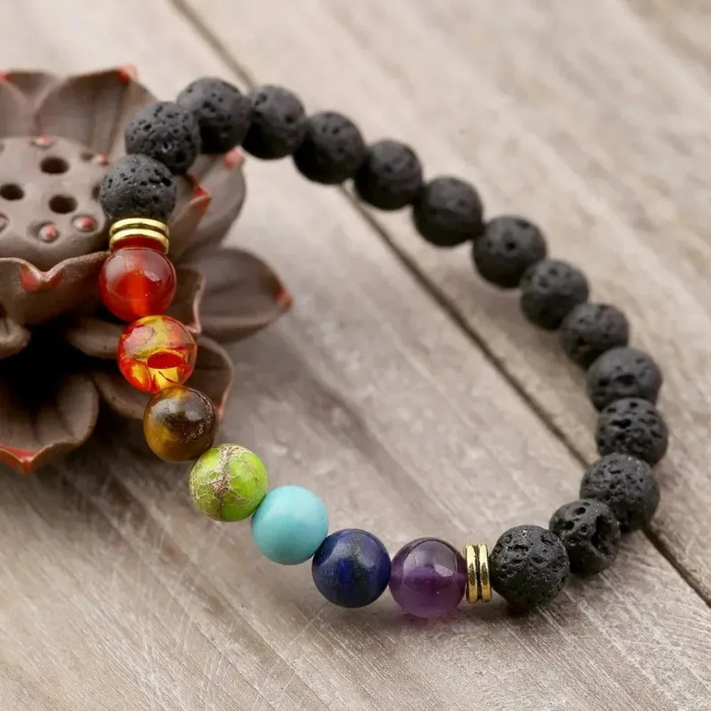 Pulsera Chakra Vintage en Piedra Lava
