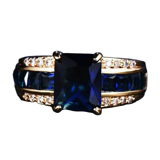 Anillo de Oro Horizonte Azul