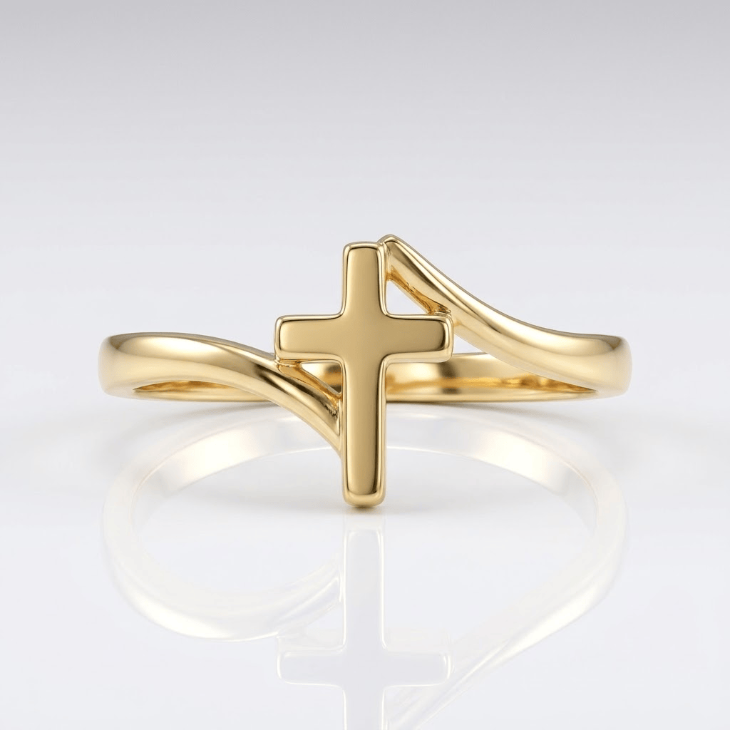 Anillo de Oro Cruz Estrella (Ajustable)