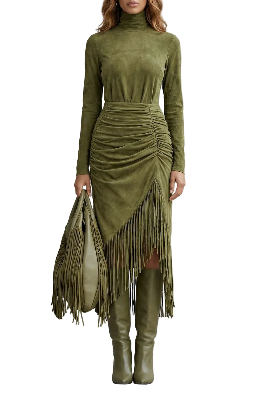 Soléna – Vestido midi con detalle de volantes en el bajo