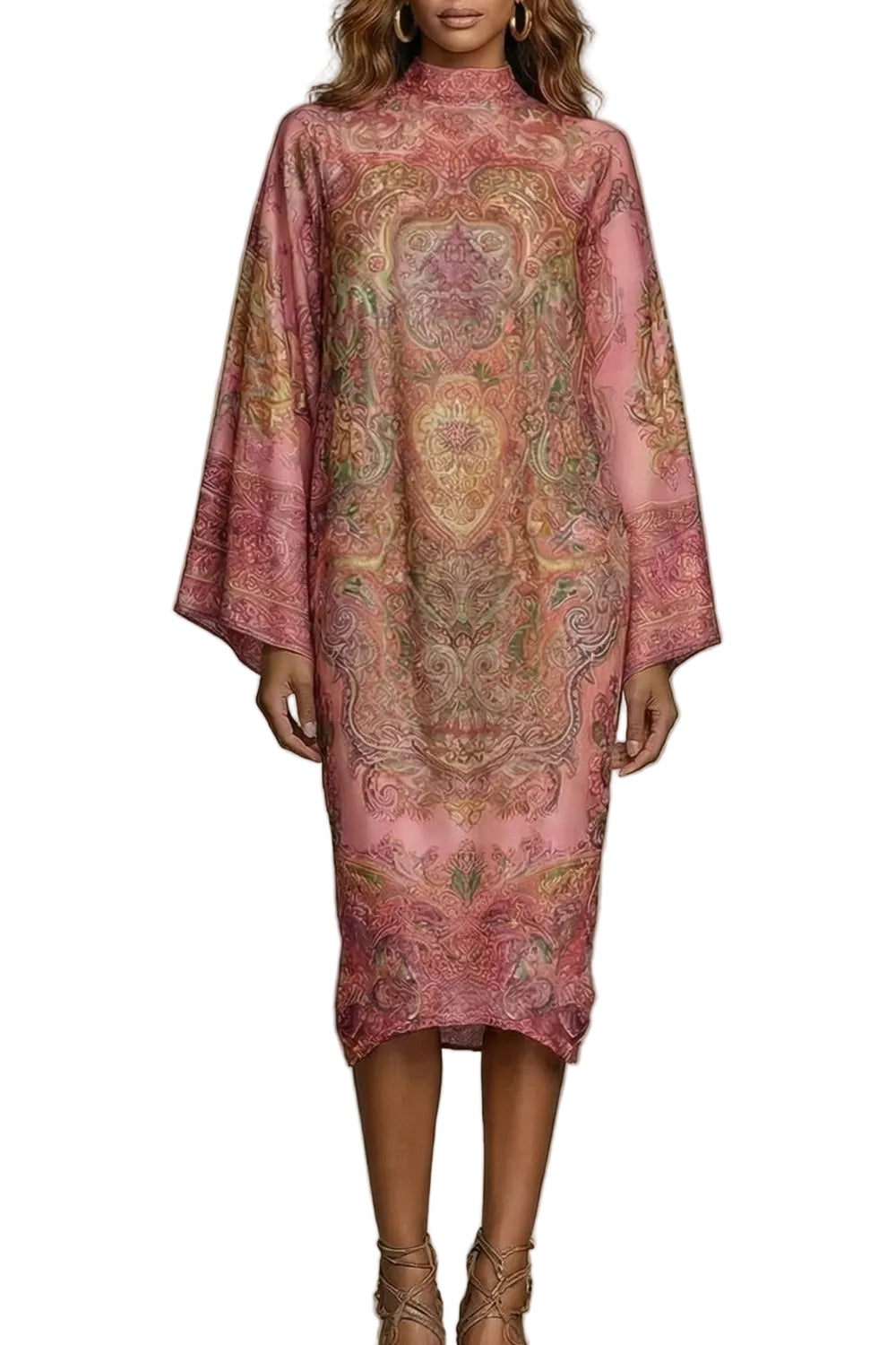 Marélienne – Estampado floral barroco Vestido midi