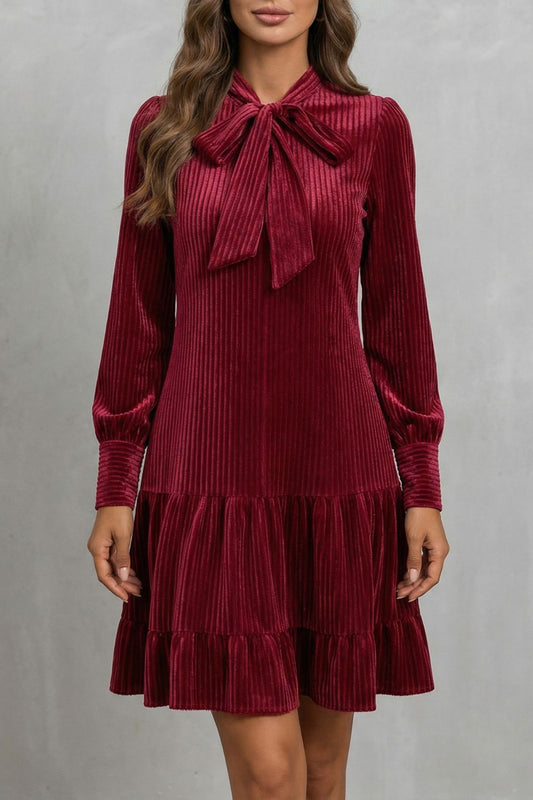 Valeriane – Detalles de cinta – Mini vestido de terciopelo suave