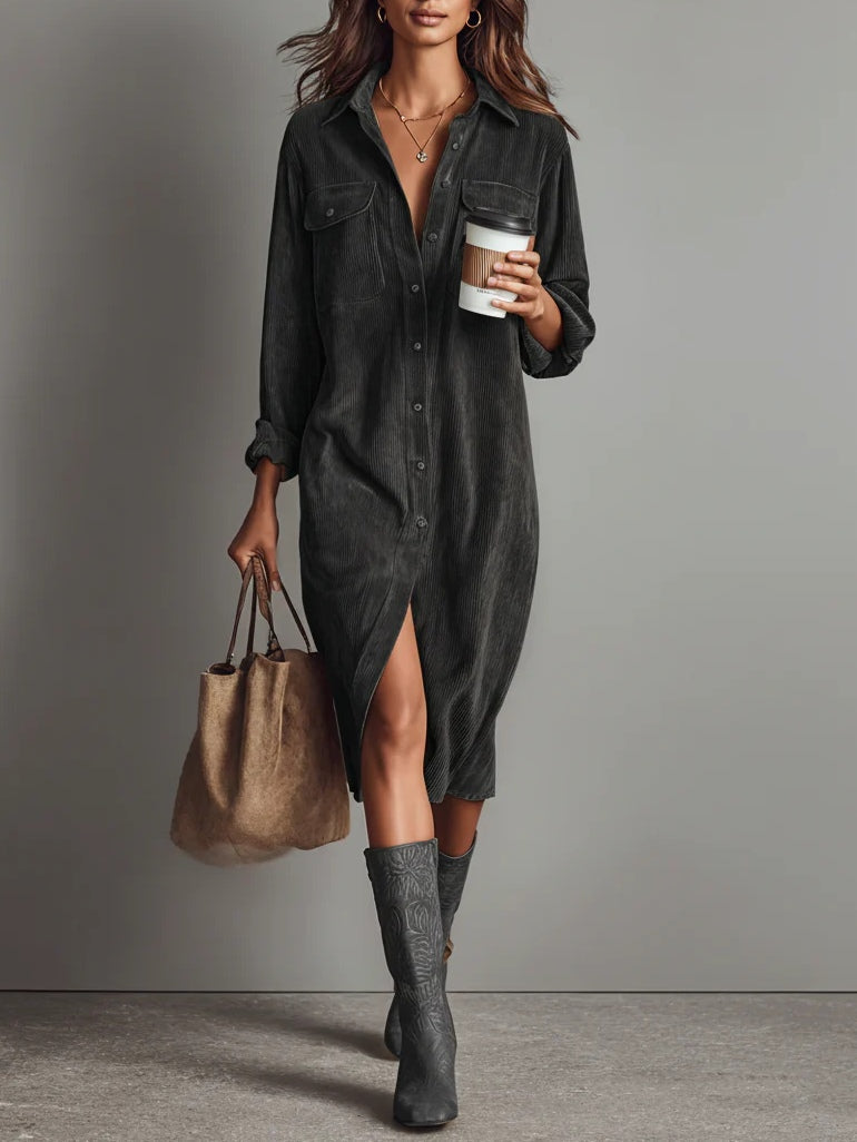 Nieves | Vestido midi de pana holgado