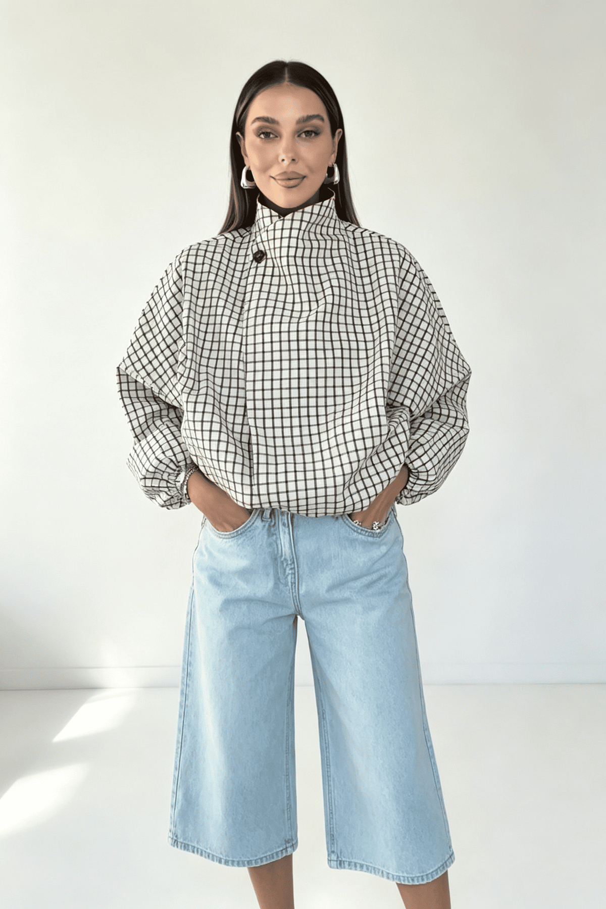 Martina | Chaqueta de cuadros holgada con botones