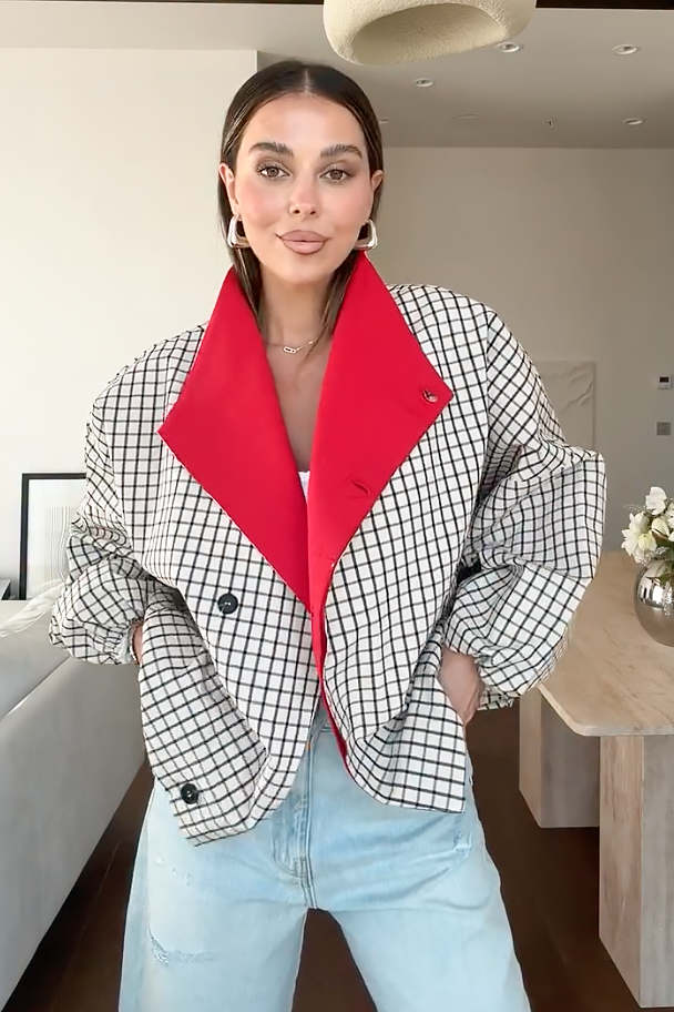 Martina | Chaqueta de cuadros holgada con botones