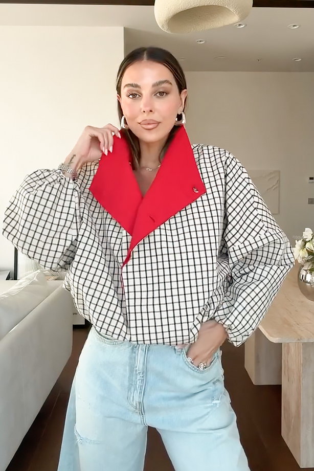 Martina | Chaqueta de cuadros holgada con botones