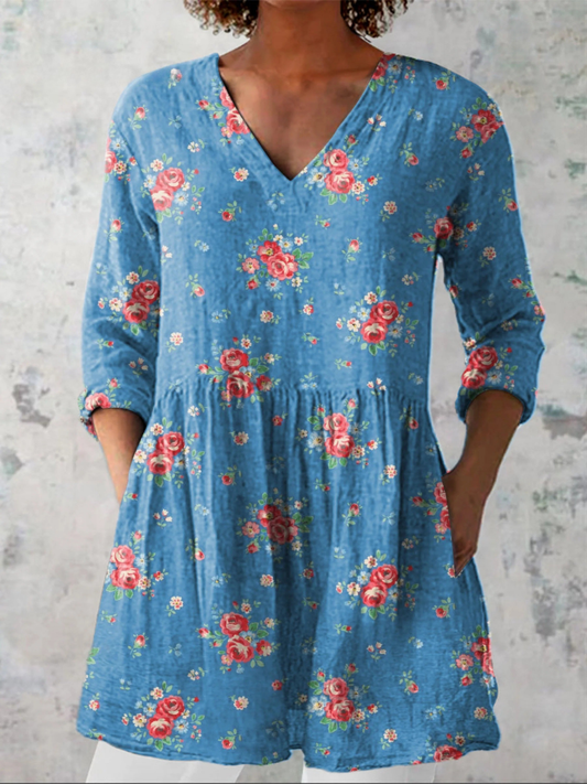 Mabel – Blusa larga con escote en V, elegante y versátil