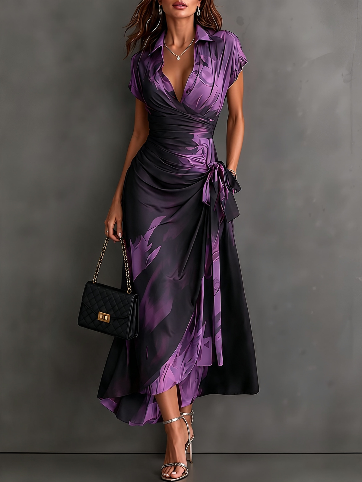 Maite | Vestido cruzado con estampado abstracto