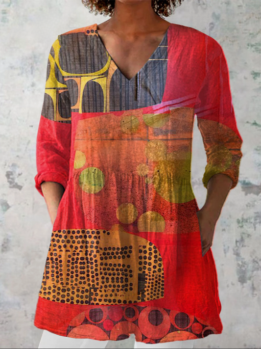 Indira – Blusa larga con escote en V, elegante y femenina