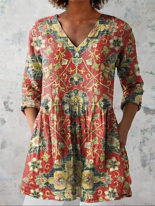 Dahlia – Blusa larga con escote en V, elegante y femenina