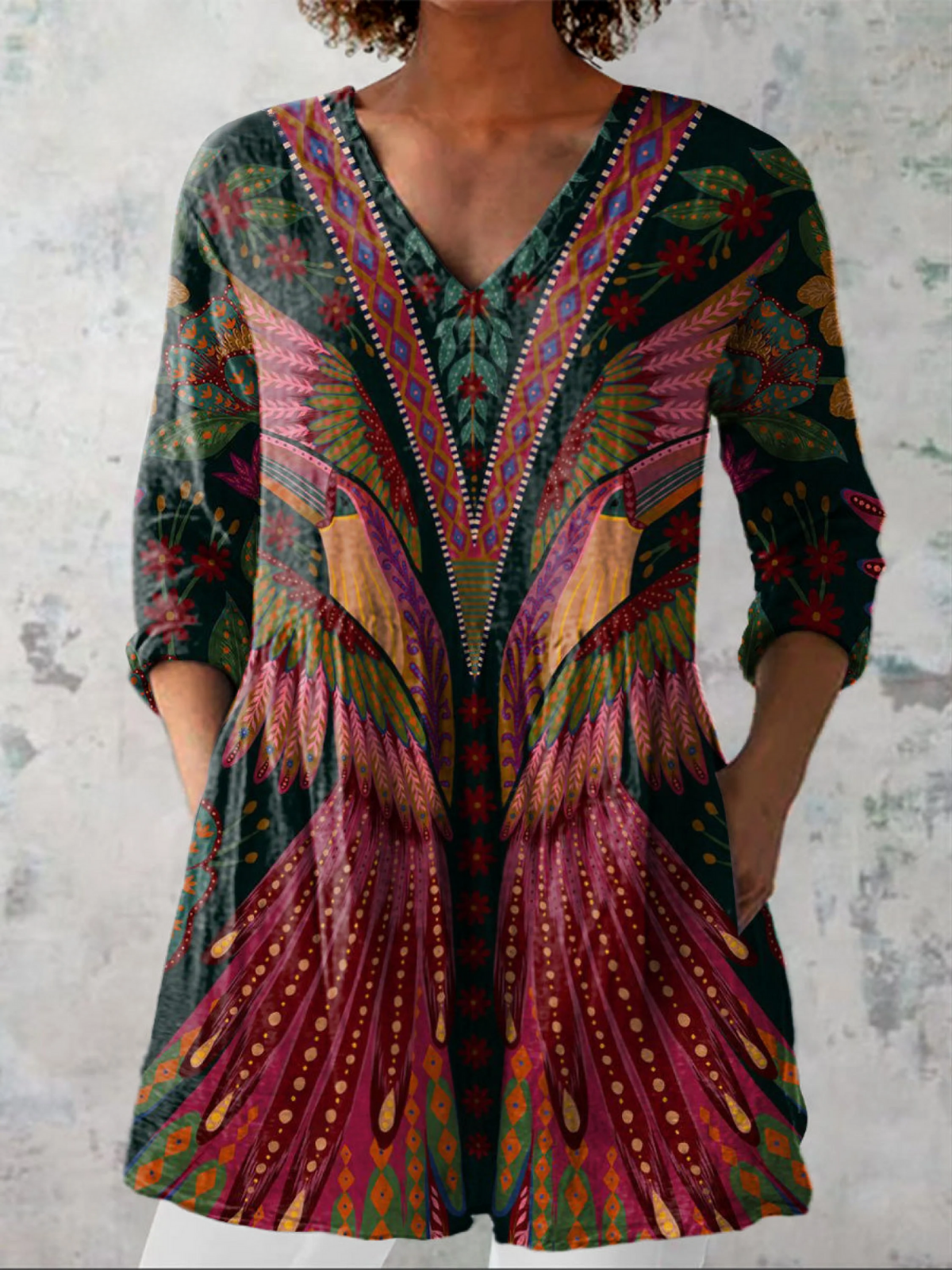Dahlia – Blusa larga con escote en V, elegante y femenina