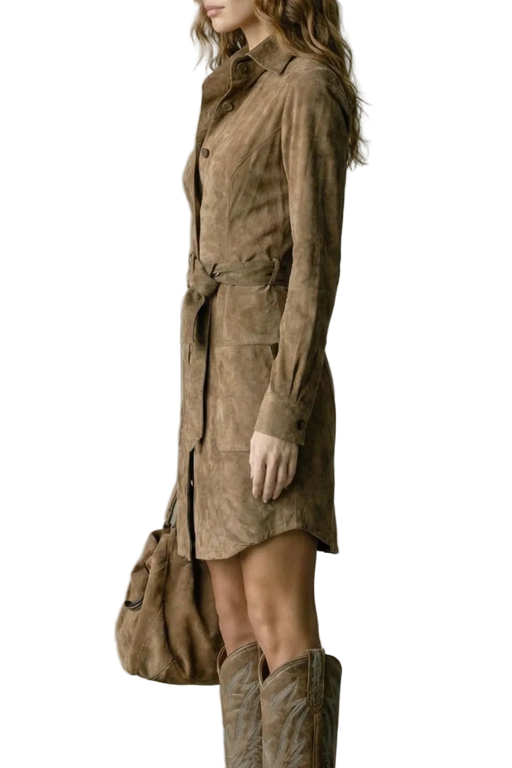 Vellessa – Elegante vestido midi de ante