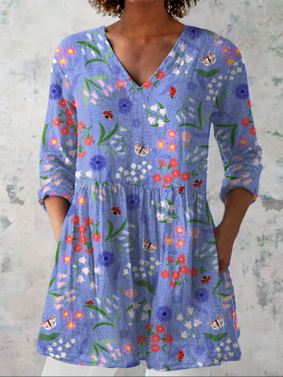 Aileen – Blusa larga con escote en V, elegante y femenina