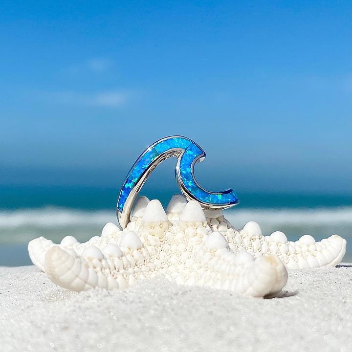 Anillo Ola de Mar en ópalo y plata