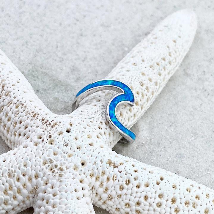 Anillo Ola de Mar en ópalo y plata