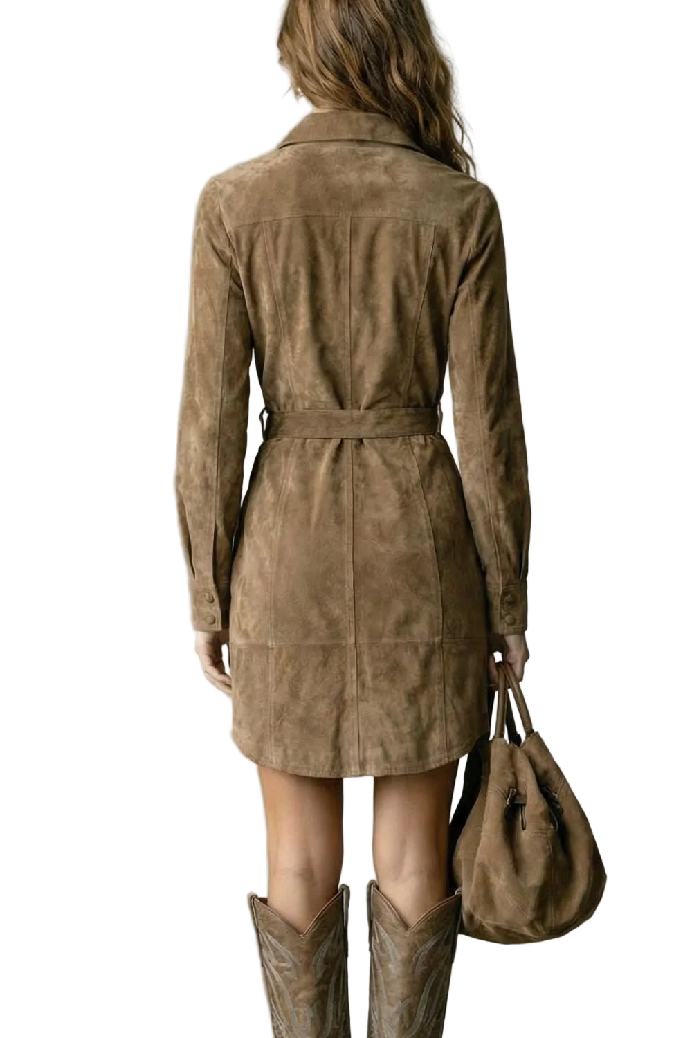 Vellessa – Elegante vestido midi de ante