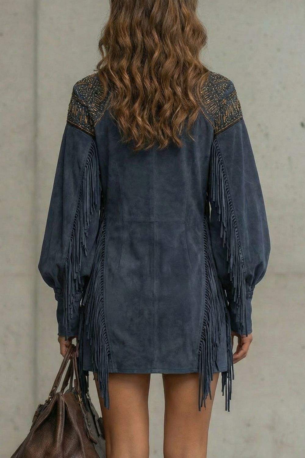 Calvetta | Minivestido túnica con flecos bordados