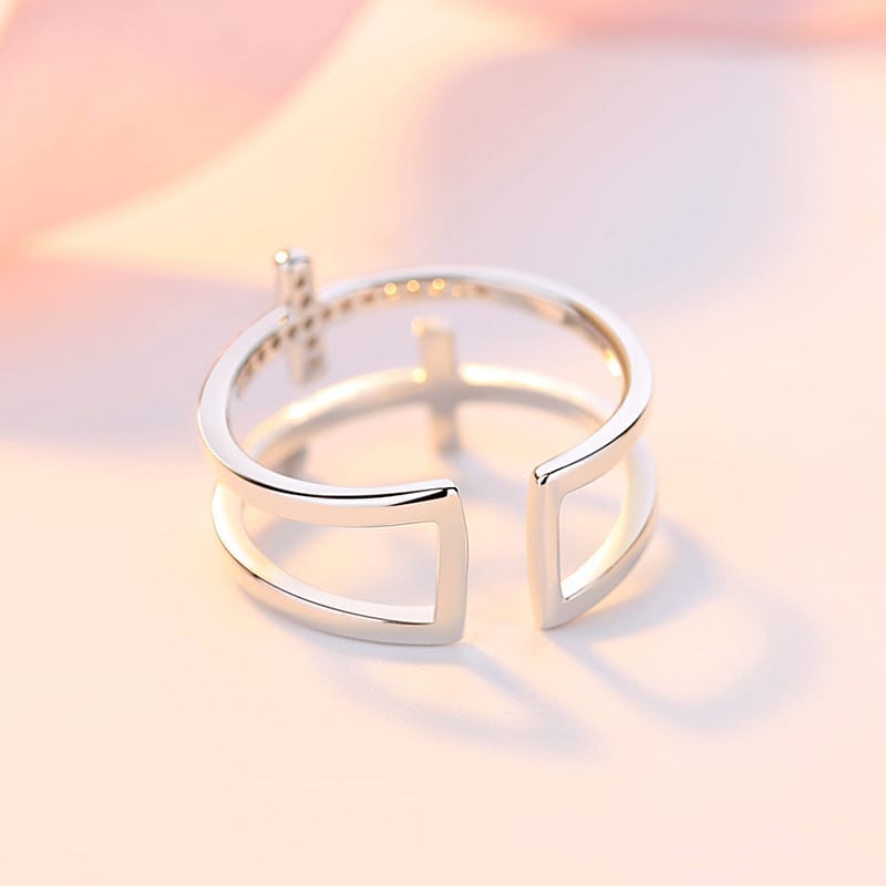 Anillo Gloria Doble Cruz (Ajustable)