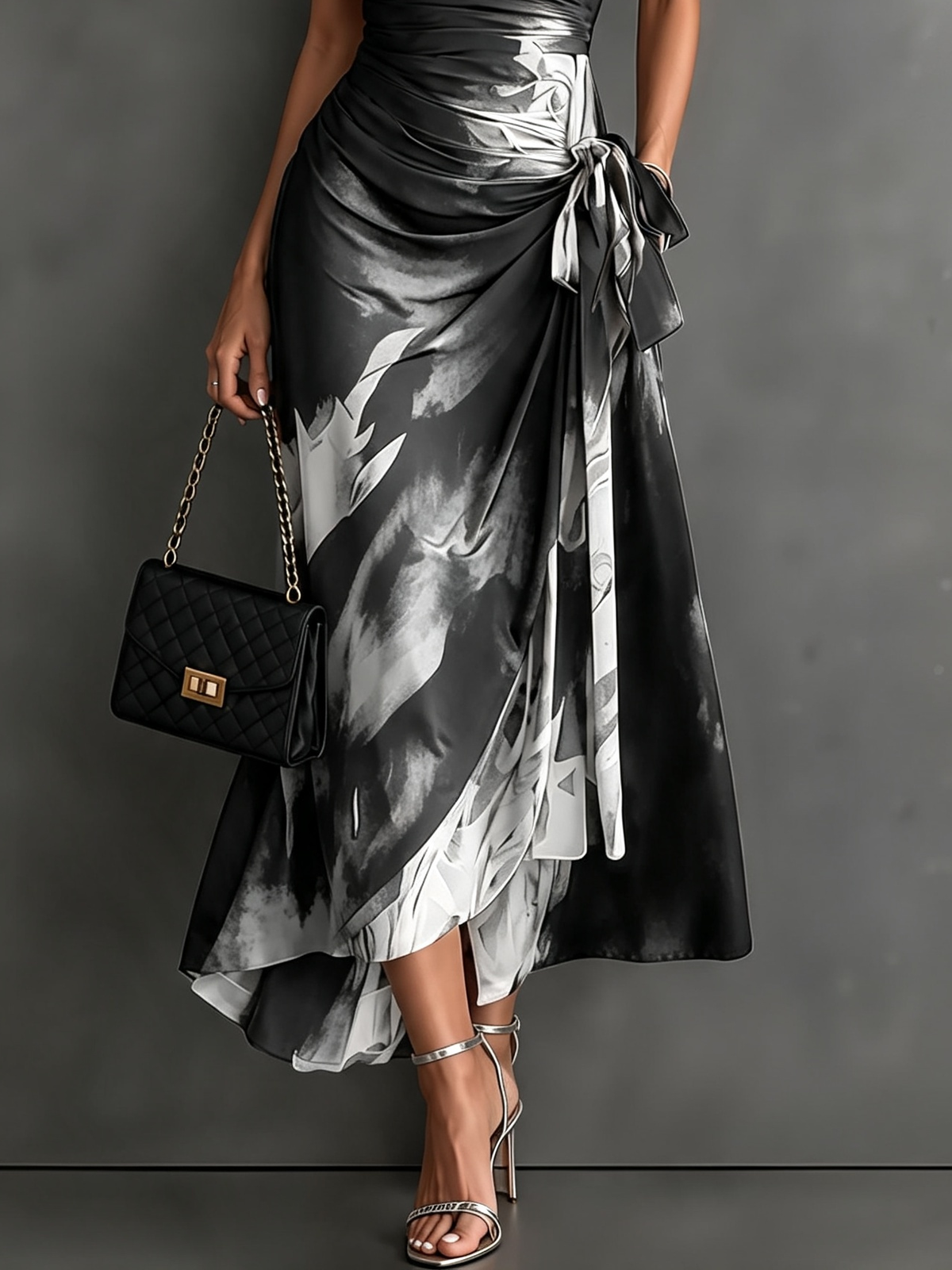 Maite | Vestido cruzado con estampado abstracto