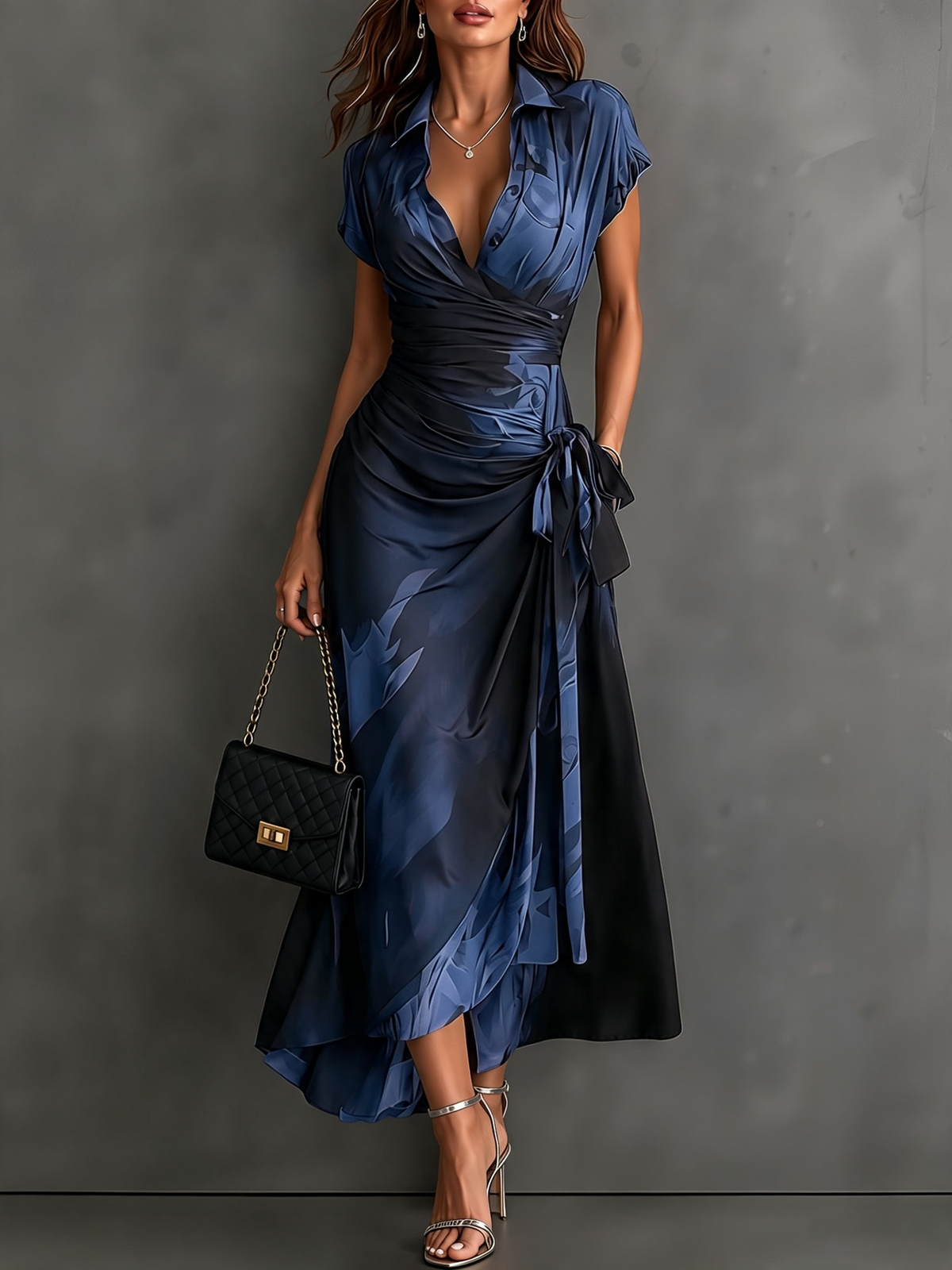 Maite | Vestido cruzado con estampado abstracto