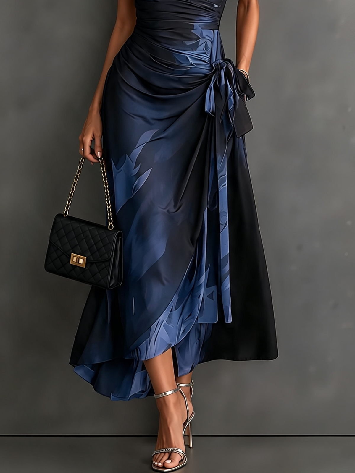 Maite | Vestido cruzado con estampado abstracto