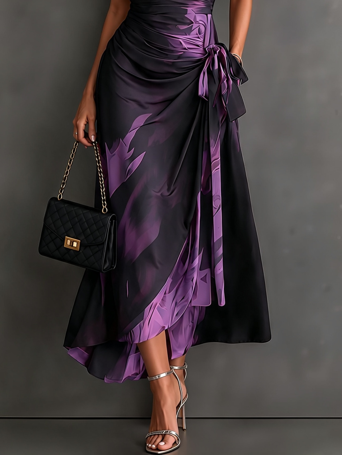 Maite | Vestido cruzado con estampado abstracto