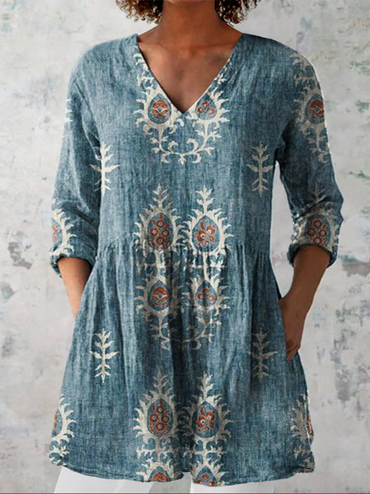 Maeve – Blusa larga con escote en V, elegante y femenina