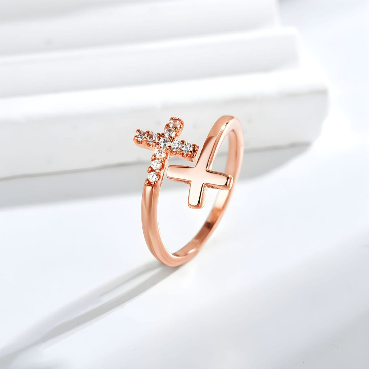 Anillo Sagrado Doble Cruz (Ajustable)