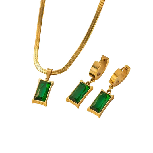 Conjunto de Joyería Esmeralda Sublime