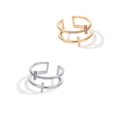 Anillo Gloria Doble Cruz (Ajustable)