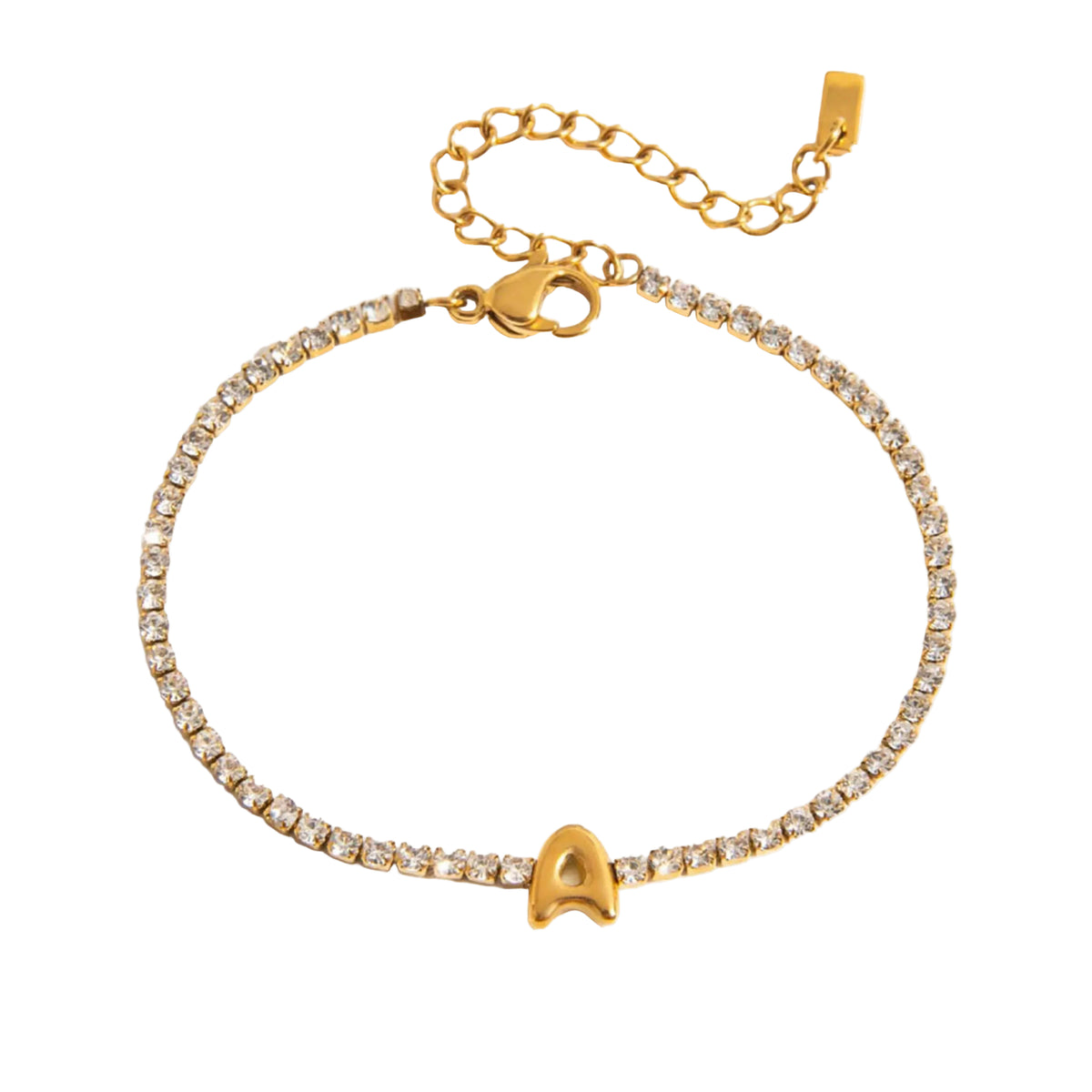 Pulsera Elegante de Oro con Letra en Burbuja