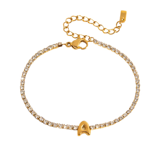 Pulsera Elegante de Oro con Letra en Burbuja
