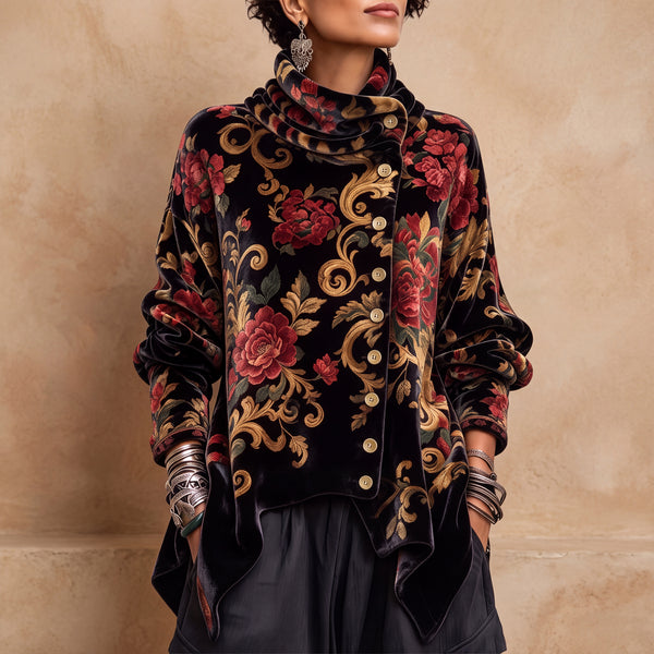 Estefanía / Top de terciopelo floral