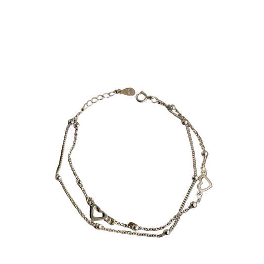 Pulsera ajustable de plata con corazón