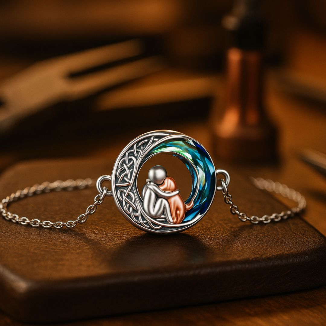Pulsera ajustable con colgante de perro en plata de ley