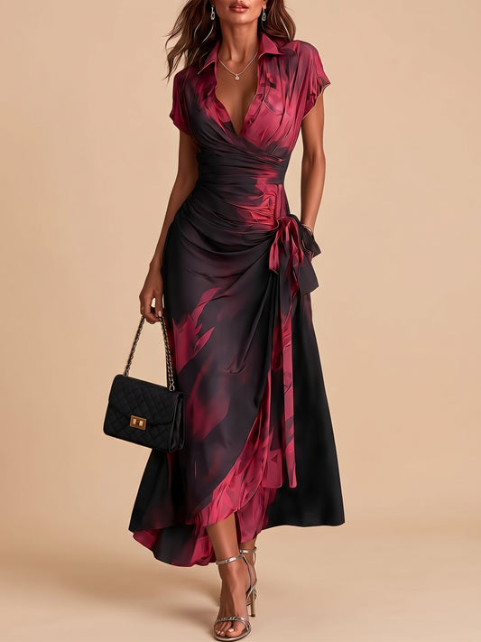 Maite | Vestido cruzado con estampado abstracto