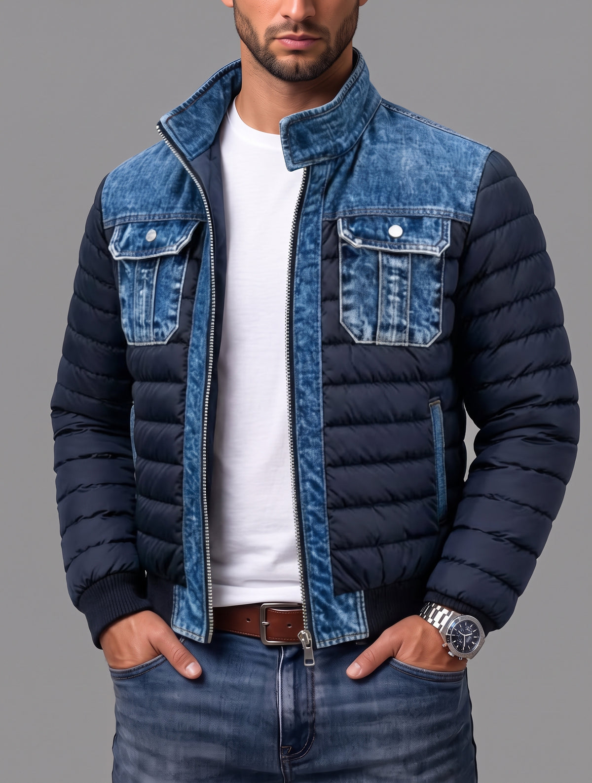 Valentín | Chaqueta híbrida de denim acolchado