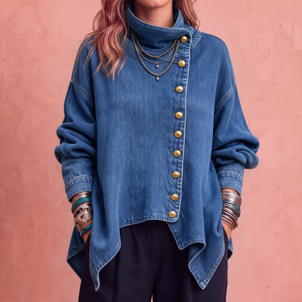 Noemí | Chaqueta vaquera con botones asimétricos