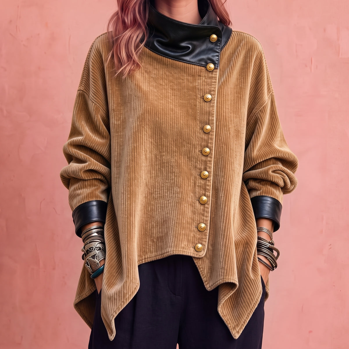 Ariadna | Chaqueta asimétrica de pana acogedora