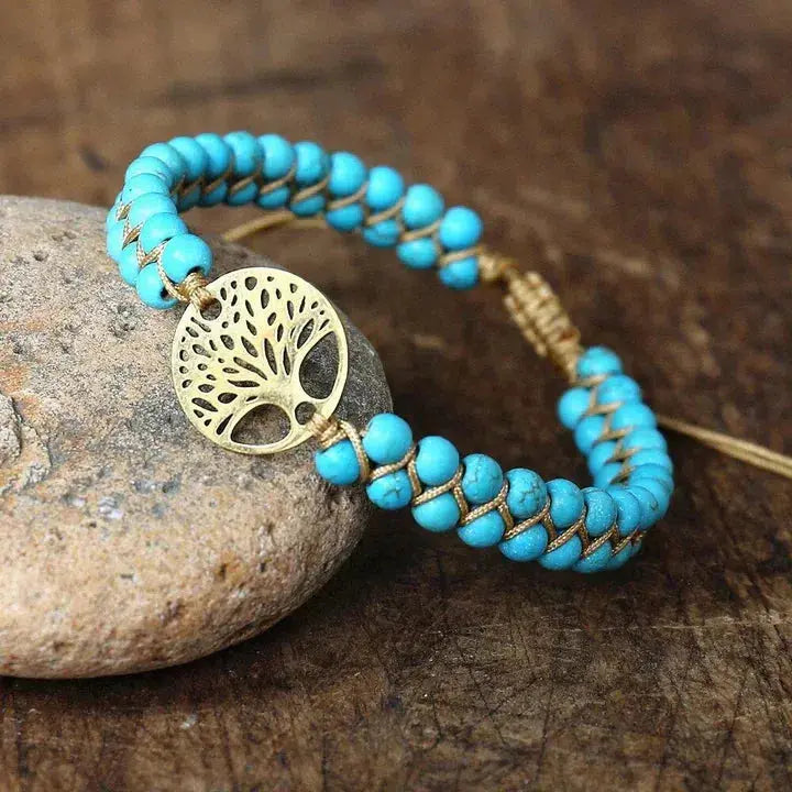 Pulsera Árbol de la Vida Artesanal en Piedra Turquesa